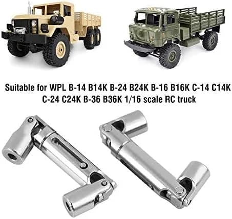 Dilwe RC Car Drive Shaft 2 Pcs Metal Universal for WPL 1/16 Scale RC Military Truck | Durable Upgrade Part thumbnail 5