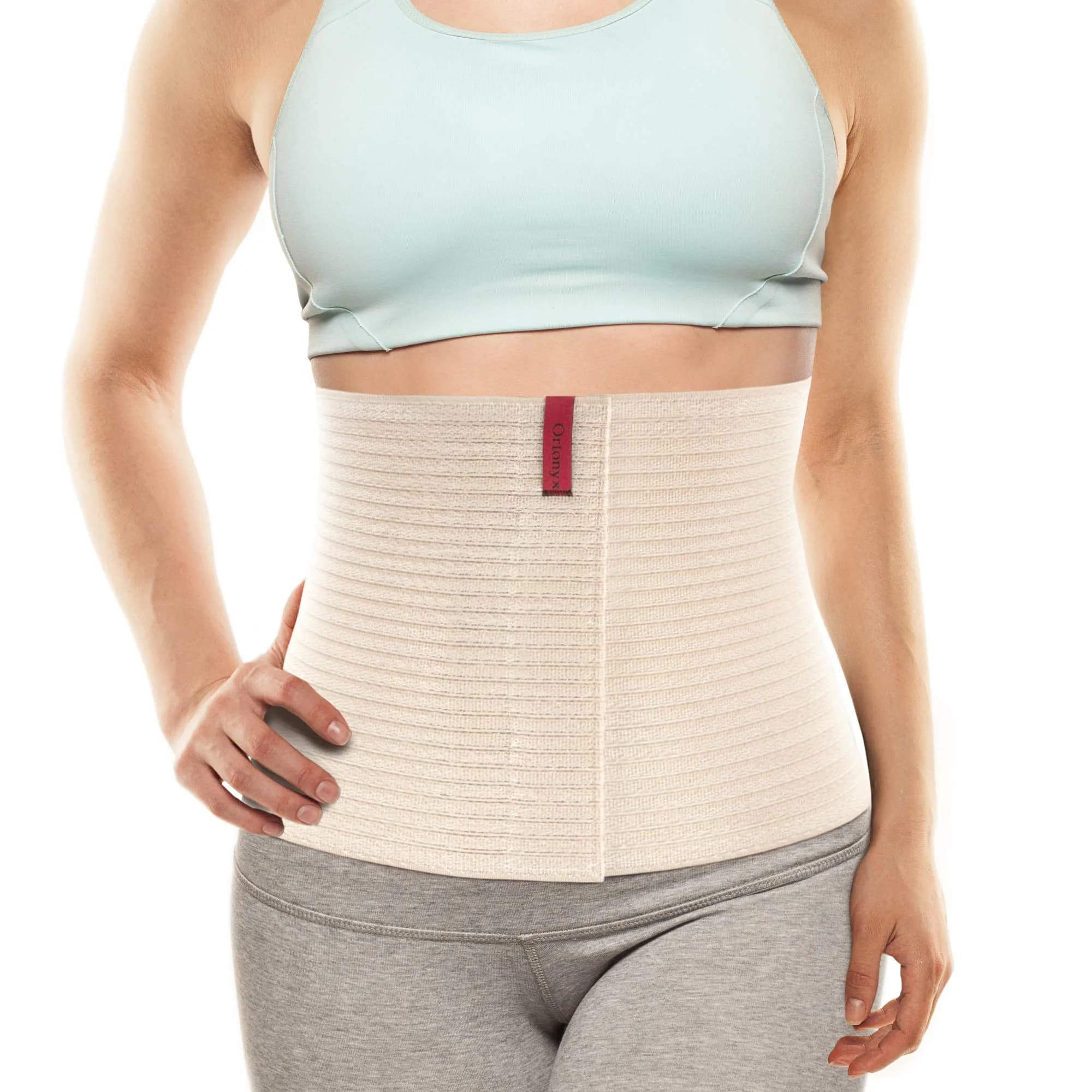 ORTONYX Abdominal Binder for Women & Men 26.7 cm (10.5") | Post-Surgical & Postpartum Support Wrap — Beige / S/M (up to 32")