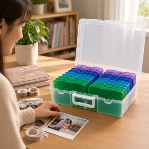 novelinks Photo Storage Box with 16 Inner Cases | 14.8"W x 12"L x 5.1"H (37.6cm x 30.5cm x 13cm) thumbnail 4