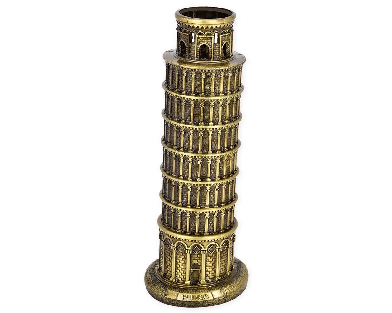 DS. DISTINCTIVE STYLE Metallic Leaning Tower of Pisa Statue 16cm (6 Inch) | Authentic Italian Landmark Replica — 8 Inch