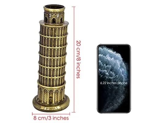 DS. DISTINCTIVE STYLE Metallic Leaning Tower of Pisa Statue 21.2 cm (8 Inch) | Iconic Architectural Souvenir for Home Decor thumbnail 2