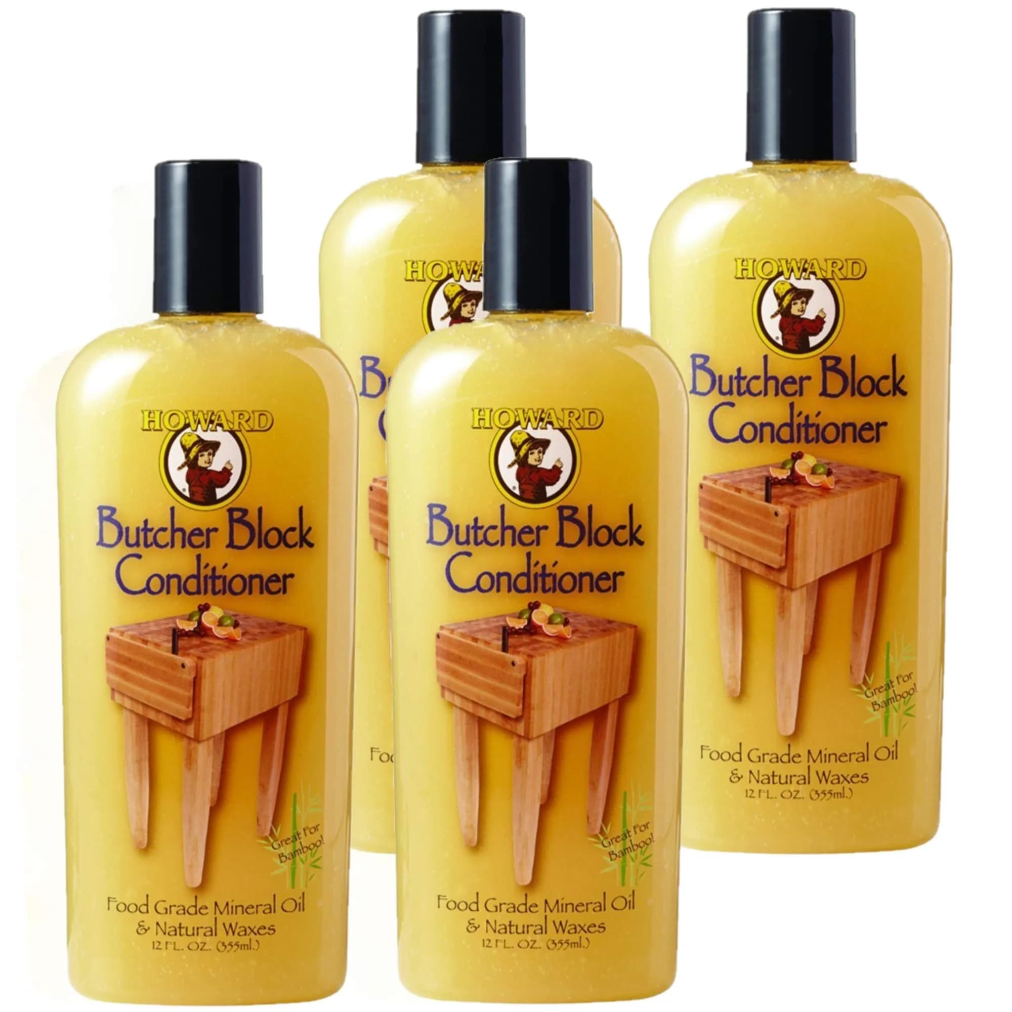 Howard Butcher Block Conditioner & Food Grade Mineral Oil 12 Fl Oz | Revitalizes & Protects Wooden Kitchenware — 12 Ounce