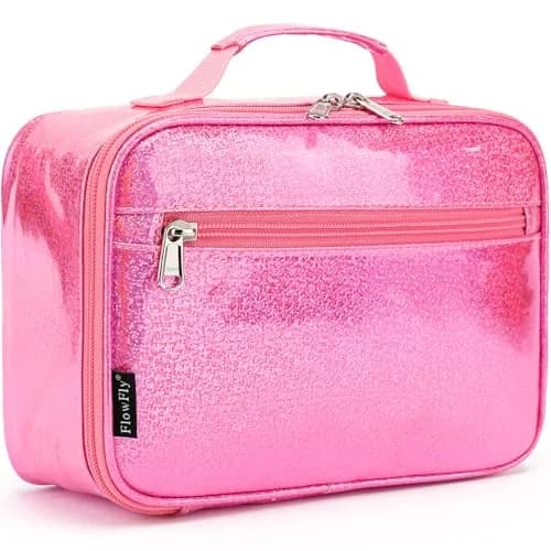 FlowFly Kids Lunch Box Insulated Soft Bag Pink | 5.8L (195ml) Thermal Meal Tote Kit for Girls & Boys thumbnail 1
