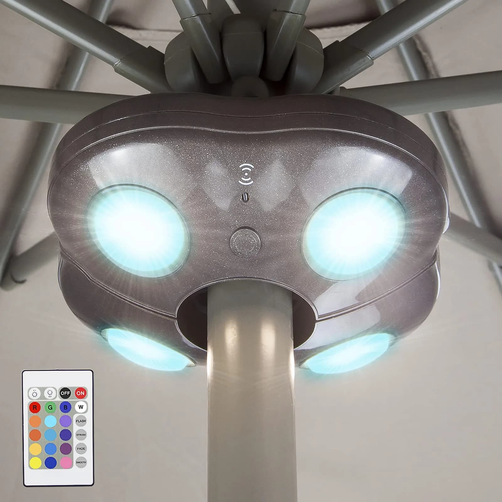 HONWELL Patio Umbrella Light Wireless Battery Operated LED with Remote | 12 Color Changing, 250 Lumens, Waterproof - main product image