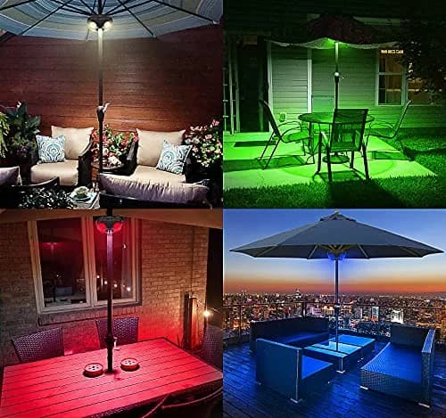 HONWELL Patio Umbrella Light Wireless Battery Operated LED with Remote | 12 Color Changing, 250 Lumens, Waterproof thumbnail 4
