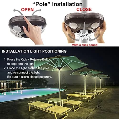 HONWELL Patio Umbrella Light Wireless Battery Operated LED with Remote | 12 Color Changing, 250 Lumens, Waterproof thumbnail 5