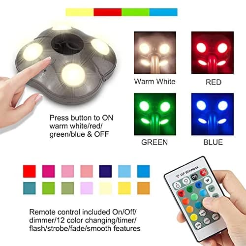HONWELL Patio Umbrella Light Wireless Battery Operated LED with Remote | 12 Color Changing, 250 Lumens, Waterproof thumbnail 2