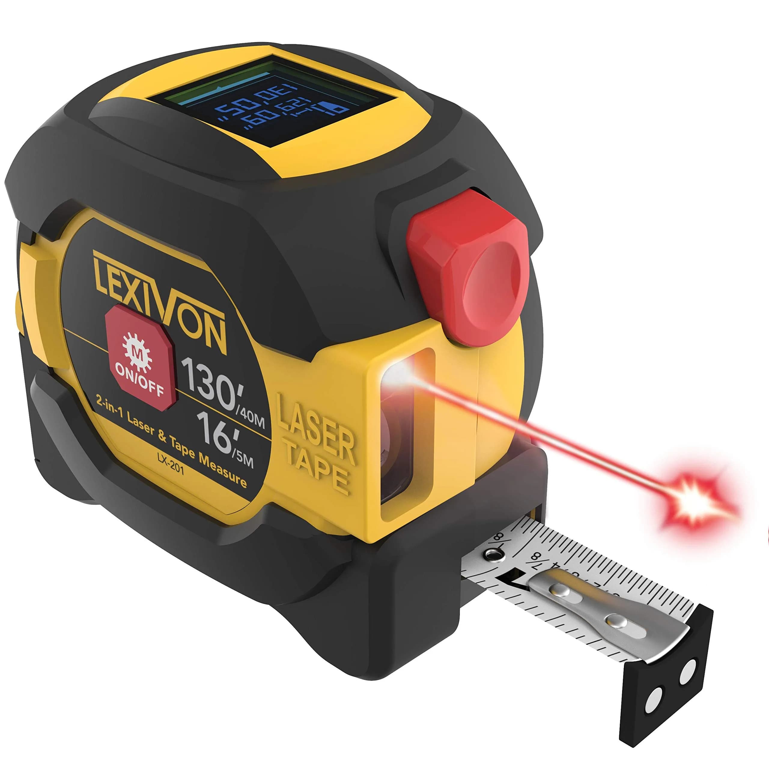 LEXIVON 2 in 1 Digital Laser Tape Measure 130ft (40m) | AutoLock & Backlit LCD - main product image