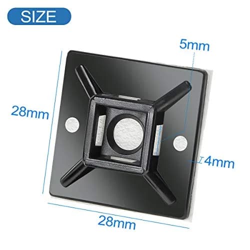 XHF 100 PCS 1.1" Black Self Adhesive Cable Zip Tie Mounts | Cable Management Organizer thumbnail 3