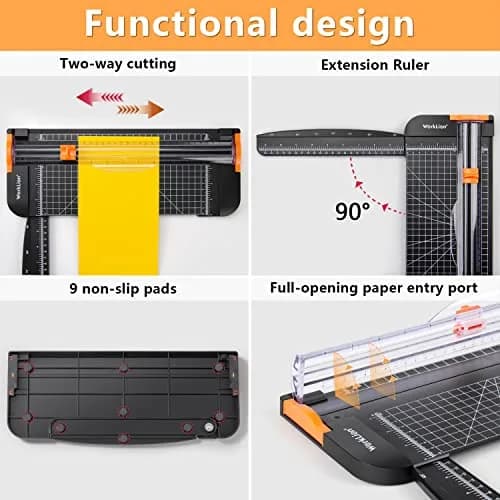 WORKLION Paper Cutter - A4 Craft Cutter with Security Blade, 12 inch Black Office Paper Trimmer thumbnail 5
