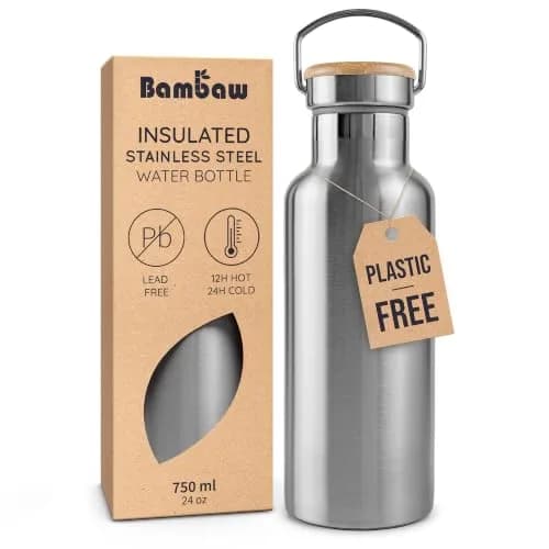 Bambaw 750ml (24 oz) Insulated Stainless Steel Water Bottle | Rust-Resistant, Leakproof, Wide Mouth for Easy Cleaning thumbnail 1
