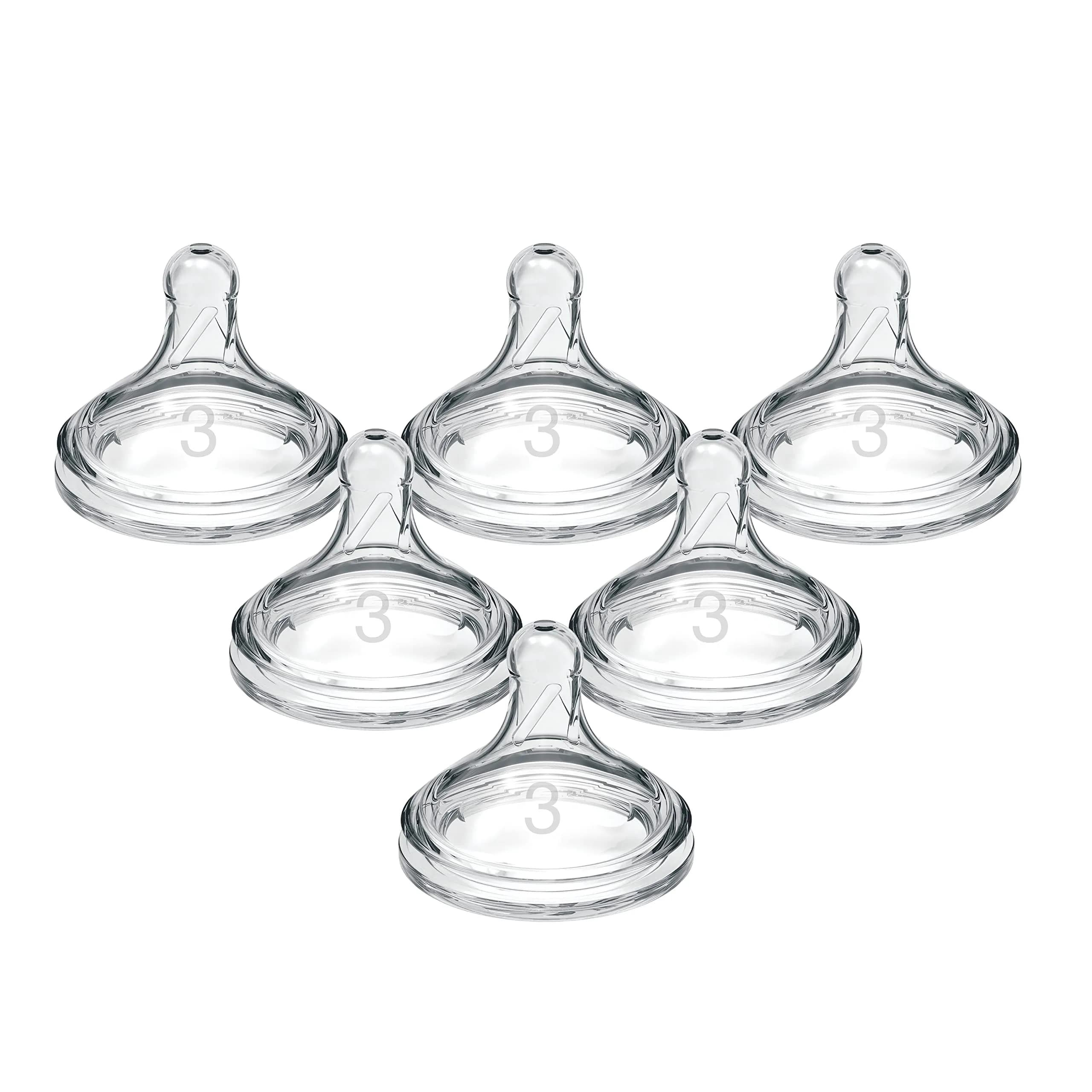 Dr. Brown's Wide-Neck Level 3 Nipple 6m+ 6-Pack | Medium-Fast Flow Silicone for Natural Latch