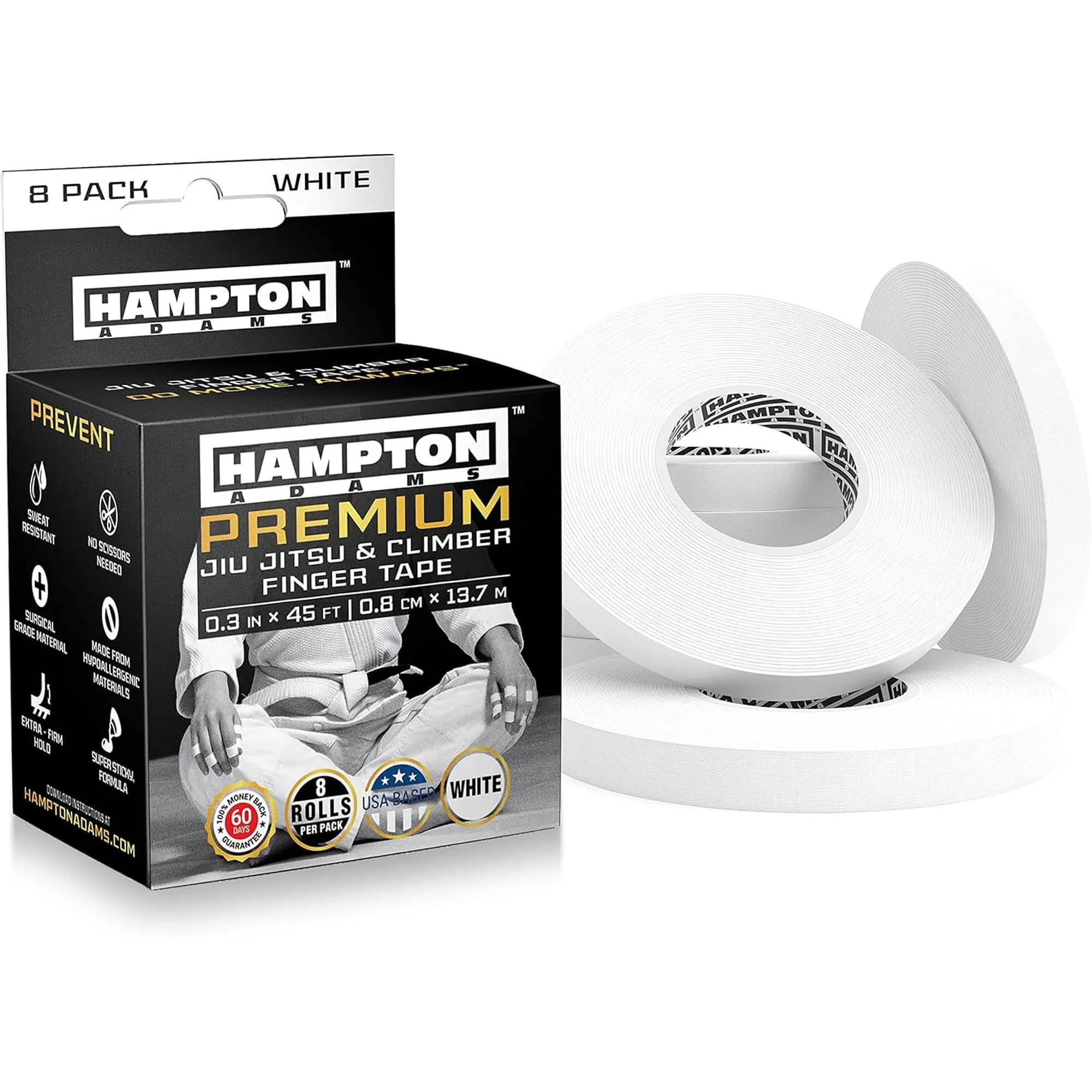 Hampton Adams Pro Finger Tape 360 ft (109.7 m) | Non-Slip Grip for BJJ, Climbing & Volleyball
