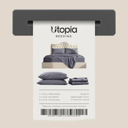 Utopia Bedding California King Sheets Set 4 Pieces 16" Deep Pocket Grey | Soft, Durable & Easy Care thumbnail 7
