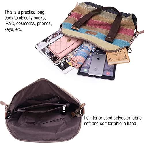 SNUG STAR Canvas Handbag Multi-Color Striped Lattice Cross Body Shoulder Purse Bag Tote for Women (Multi Color D) | Durable, Fashionable & Spacious thumbnail 5
