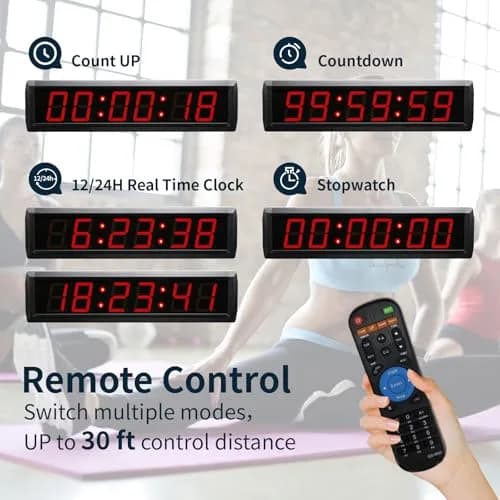 GAN XIN Large Digital Wall Clock with Remote Control | 12/24 Hour LED Timer for Home & Office thumbnail 3