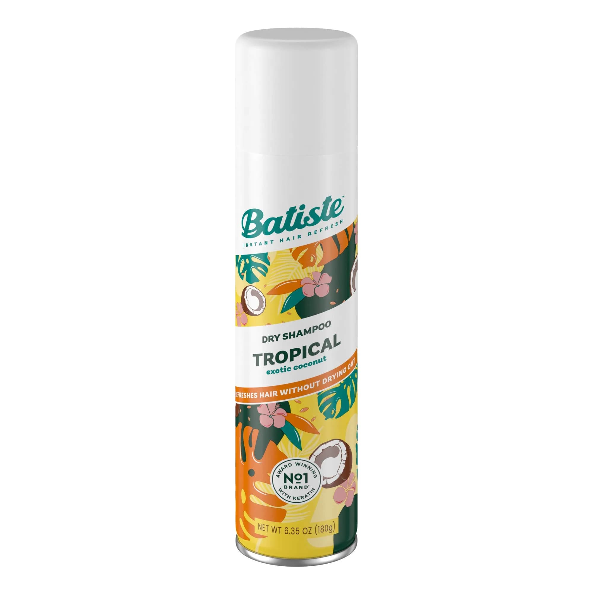 Batiste Tropical Dry Shampoo Spray 188ml (6.35 OZ) | Refreshes Hair & Absorbs Oil Instantly - main product image