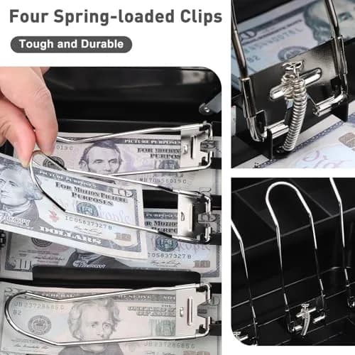 KYODOLED Metal Cash Box with Combination Lock & Spring-Loaded Bill Clips, 30cm (11.81") x 24cm (9.45") x 9cm (3.54") | Secure Storage for Businesses thumbnail 2