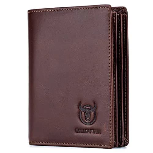 BULLCAPTAIN Genuine Leather Bifold Wallet for Men QB-027 Brown | RFID Blocking Large Capacity 11.9cm x 9.4cm x 2.5cm thumbnail 1
