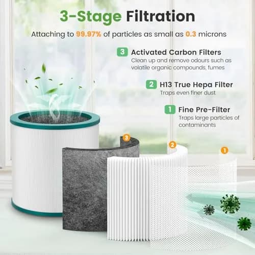Colorfullife Air Purifier Filter for Dyson TP01 TP02 TP03 BP01 | 2-Pack H13 True HEPA & Activated Carbon Replacement thumbnail 6