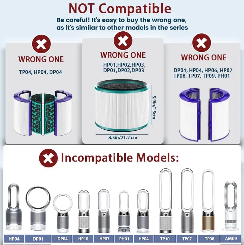 Colorfullife Air Purifier Filter for Dyson TP01 TP02 TP03 BP01 | 2-Pack H13 True HEPA & Activated Carbon Replacement thumbnail 2