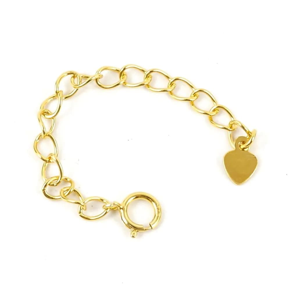 Adabele 18k Gold Plated Sterling Silver Chain Extender with Heart Drop, 5 inch (12.7 cm) Adjustable Extension | Jewelry Making Supplies — Gold