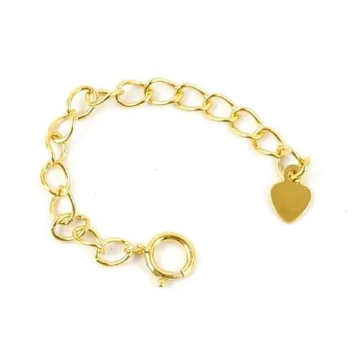 Adabele 18k Gold Plated Sterling Silver Chain Extender with Heart Drop, 7.62 cm (3 inch) | Adjustable Extension for Necklaces & Bracelets thumbnail 1