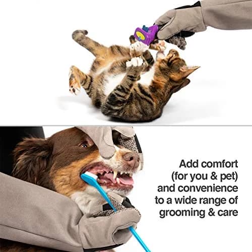 PetFusion Multipurpose Pet Glove for Grooming, Grey | Water-Resistant, Scratch & Puncture Protection thumbnail 6