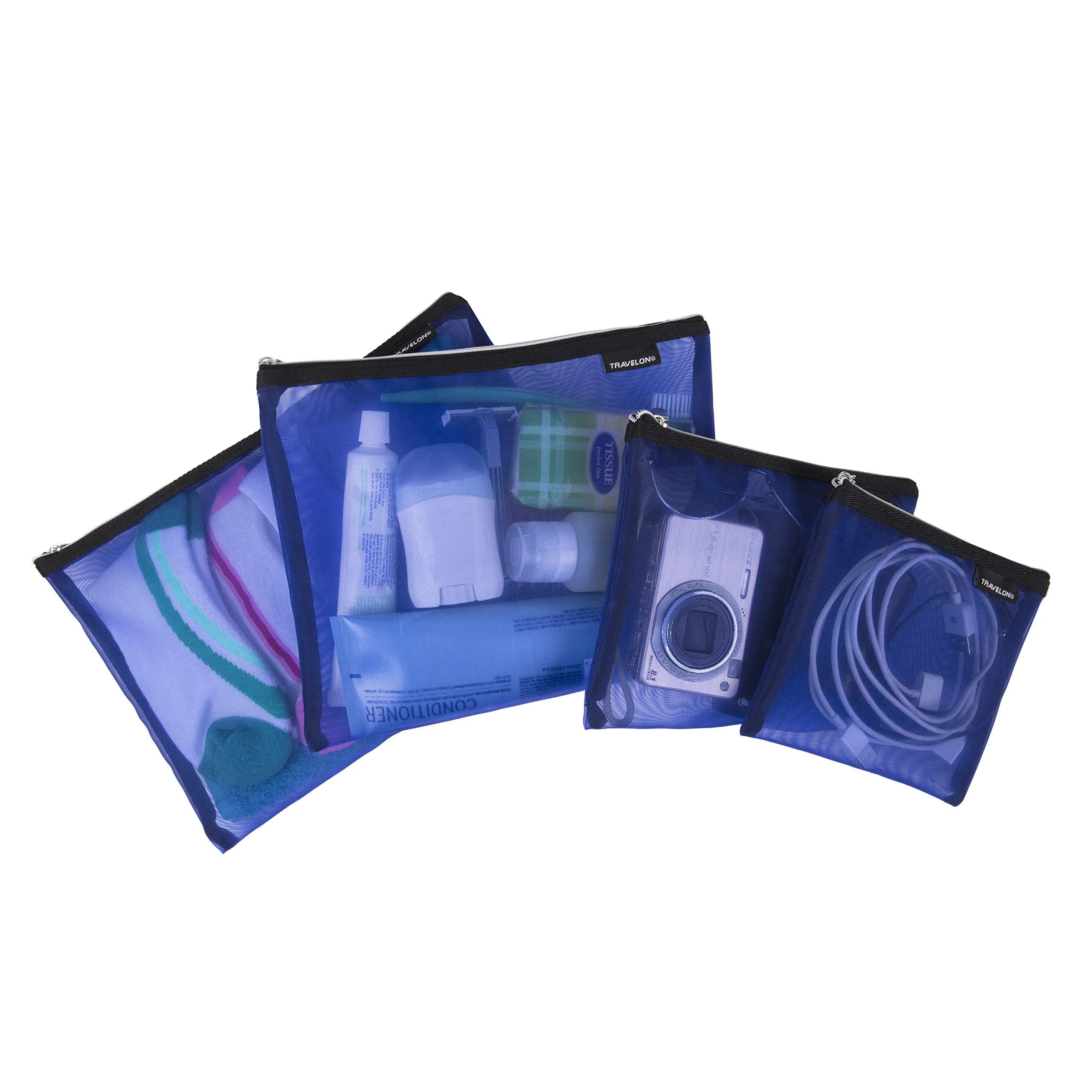 Travelon Set of 4 Mesh Pouches Blue 21.5cm (8.5in) x 32.1cm (12.5in) | Organize Travel Gear - main product image