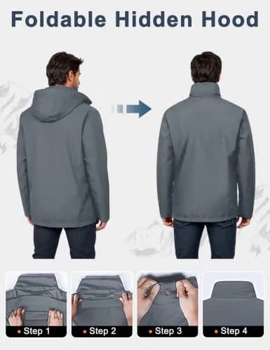 Little Donkey Andy Men's Waterproof Rain Jacket Gray Large | Breathable & Windproof thumbnail 4