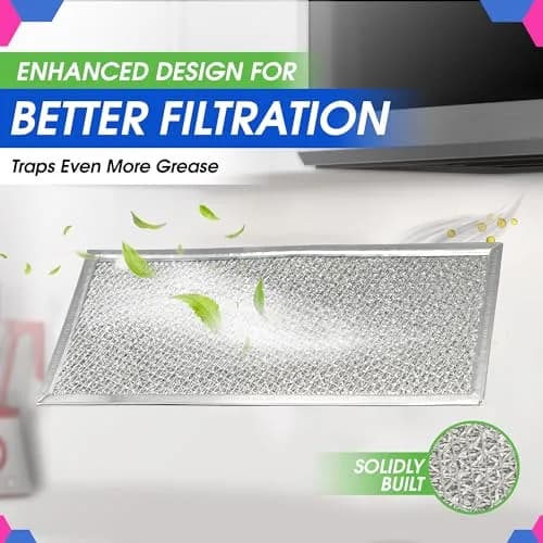 Bagean Microwave Grease Filter 33cm (12.9") x 15cm (5.8") Replacement for Whirlpool W10208631A | 2-Pack Aluminum Mesh thumbnail 4