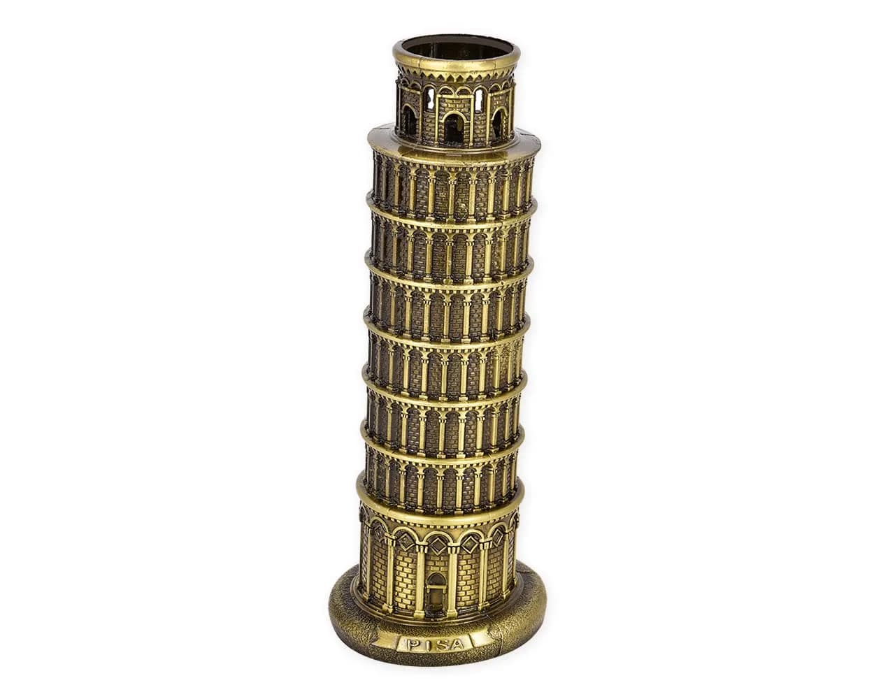 DS. DISTINCTIVE STYLE Metallic Leaning Tower of Pisa Statue 16cm (6 Inch) | Authentic Italian Landmark Replica - main product image