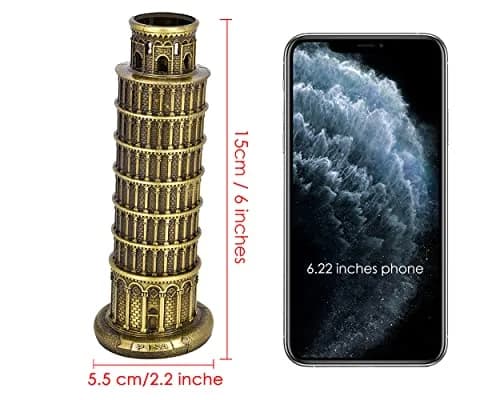 DS. DISTINCTIVE STYLE Metallic Leaning Tower of Pisa Statue 16cm (6 Inch) | Authentic Italian Landmark Replica thumbnail 2