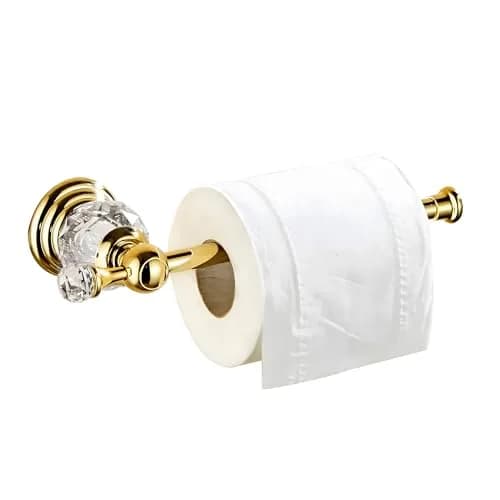 BATHSIR Crystal Toilet Paper Holder Gold Toilet Roll Holder Modern Bathroom Accessories Zinc Alloy Tissue Hanger Wall Mounted | Contemporary Style thumbnail 1