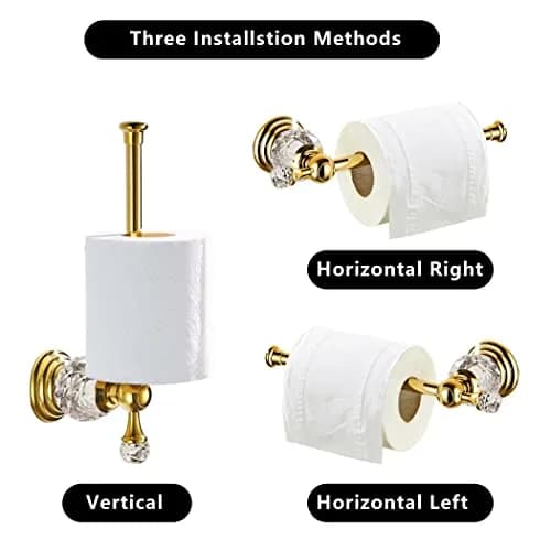 BATHSIR Crystal Toilet Paper Holder Gold Toilet Roll Holder Modern Bathroom Accessories Zinc Alloy Tissue Hanger Wall Mounted | Contemporary Style thumbnail 5