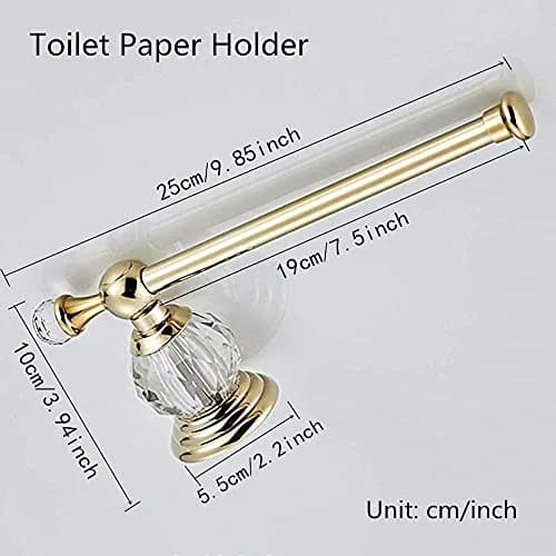 BATHSIR Crystal Toilet Paper Holder Gold Toilet Roll Holder Modern Bathroom Accessories Zinc Alloy Tissue Hanger Wall Mounted | Contemporary Style thumbnail 7