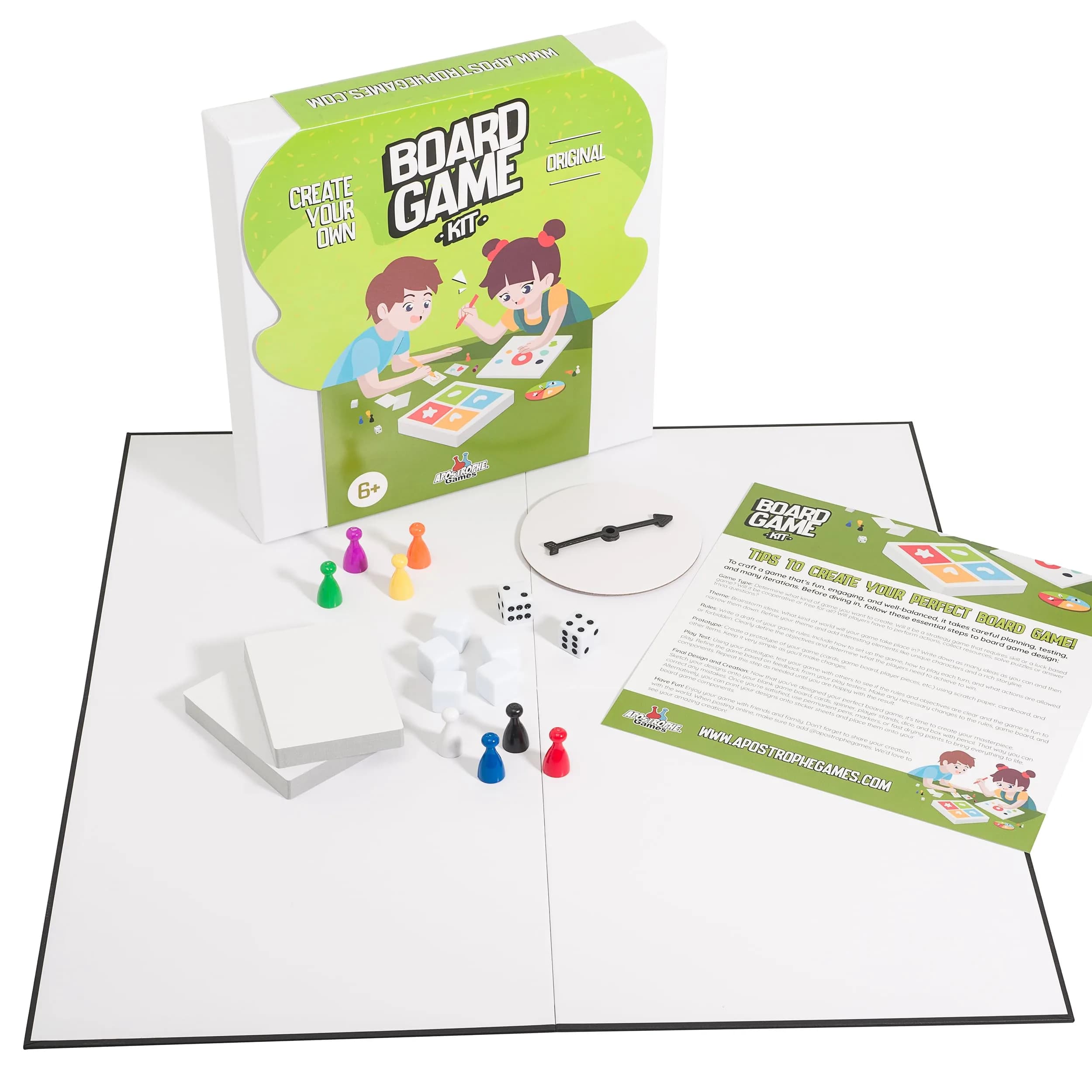 Apostrophe Games Create Your Own Opoly Board Game Kit with Blank Board & Game Pieces, 50.8cm x 50.8cm (20" x 20") | Educational Board Game for Kids 3-12 — Multicolored