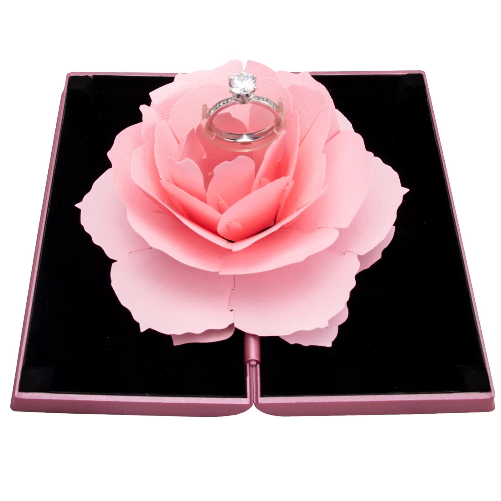 wonuu Rose Engagement Ring Box with Pop-Up Holder | 12cm x 6.8cm x 2cm (4.7" x 2.7" x 0.8")