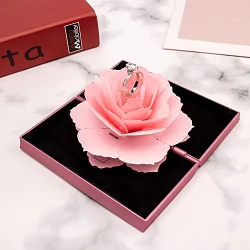 wonuu Rose Engagement Ring Box with Pop-Up Holder | 12cm x 6.8cm x 2cm (4.7" x 2.7" x 0.8") thumbnail 2