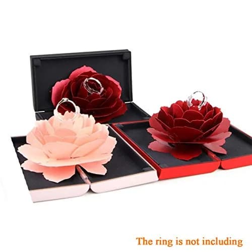 wonuu Pop Up Rose Engagement Ring Box | Black Resin Holder for Proposal, Wedding, Gift (12cm x 6.8cm x 2cm) thumbnail 9