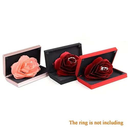 wonuu Pop Up Rose Engagement Ring Box | Black Resin Holder for Proposal, Wedding, Gift (12cm x 6.8cm x 2cm) thumbnail 10