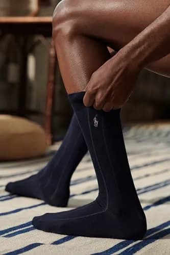 POLO RALPH LAUREN Men's Assorted Pattern Dress Crew Socks, 4 Pairs | Soft Cotton Blend, Classic Patterns, All-Day Comfort thumbnail 5