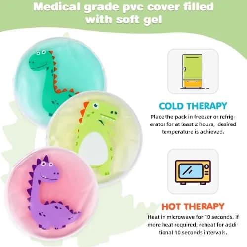 Hilph Kids Dino Ice Packs 3 Count (Pack of 1) | Soft Flexible Gel for Boo Boos, Fevers, and Injuries thumbnail 6