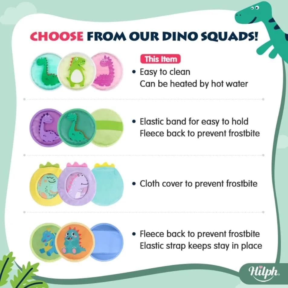 Hilph Kids Dino Ice Packs 3 Count (Pack of 1) | Soft Flexible Gel for Boo Boos, Fevers, and Injuries thumbnail 8