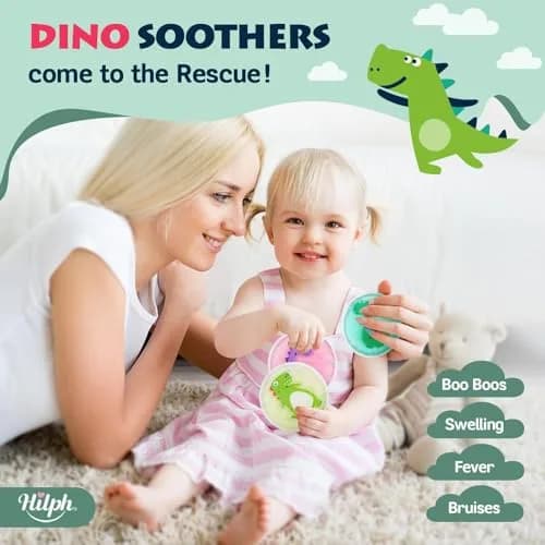 Hilph Kids Dino Ice Packs 3 Count (Pack of 1) | Soft Flexible Gel for Boo Boos, Fevers, and Injuries thumbnail 2