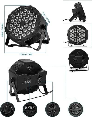 Litake Stage Par Lights, RGB 36 LED 2 Pack | Sound Activated, DMX & Remote Control thumbnail 5