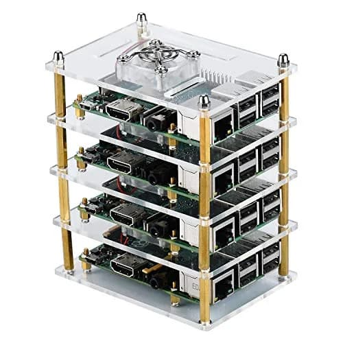 GeeekPi Stackable Acrylic Case with 4 Cooling Fans & Heatsinks for Raspberry Pi 4B/3B+/3B/2B | 120mm x 100mm x 72mm thumbnail 6