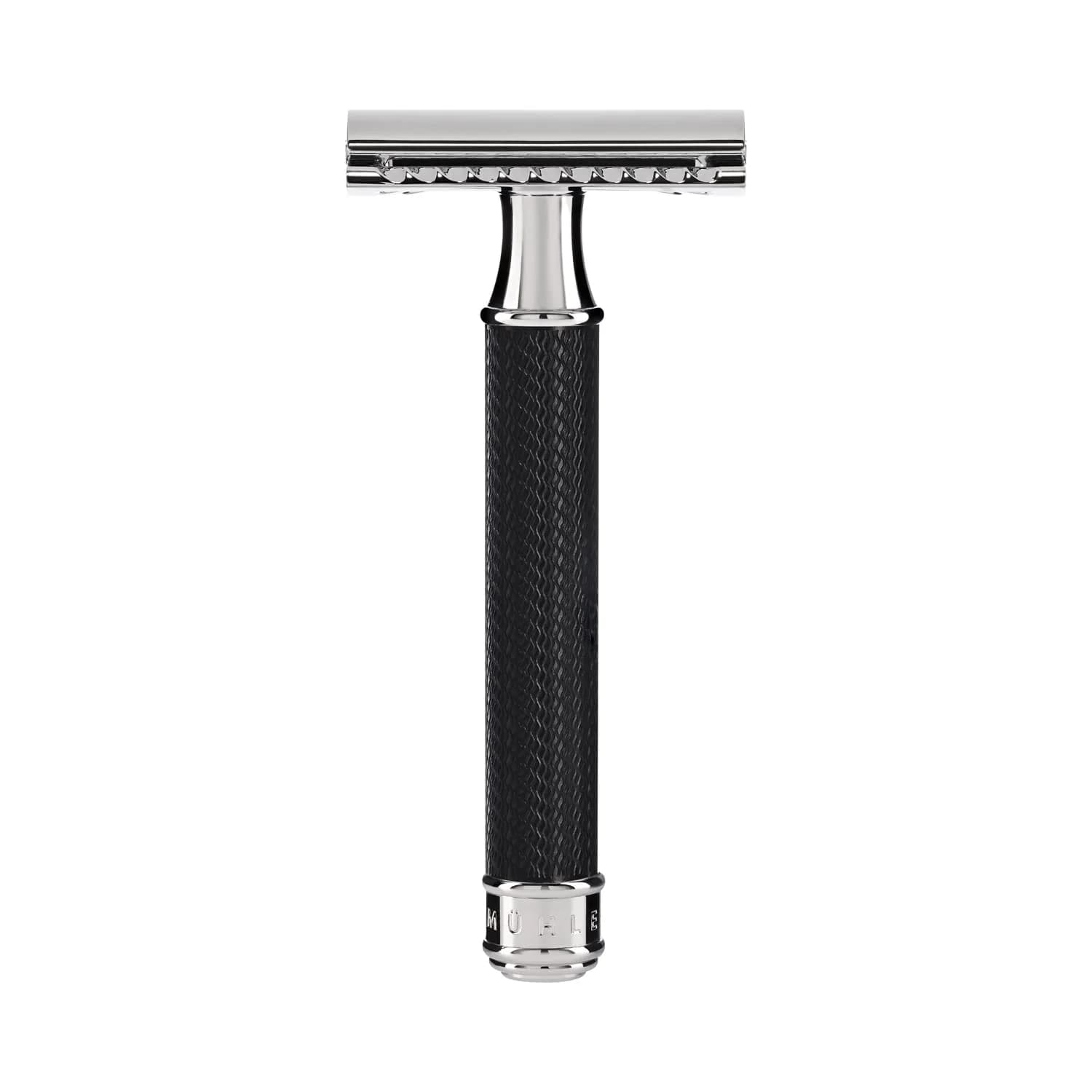 MÜHLE TRADITIONAL R89 Double Edge Safety Razor (Closed Comb) | Perfect for Everyday Use | Barbershop Quality Close Smooth Shave | Luxury Razor for Men — Black/Chrome