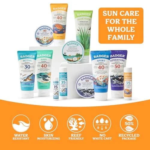 Badger Kids Mineral Sunscreen Cream SPF 40, 87ml (2.9 Fl Oz) | Broad Spectrum UVA/UVB Protection thumbnail 6