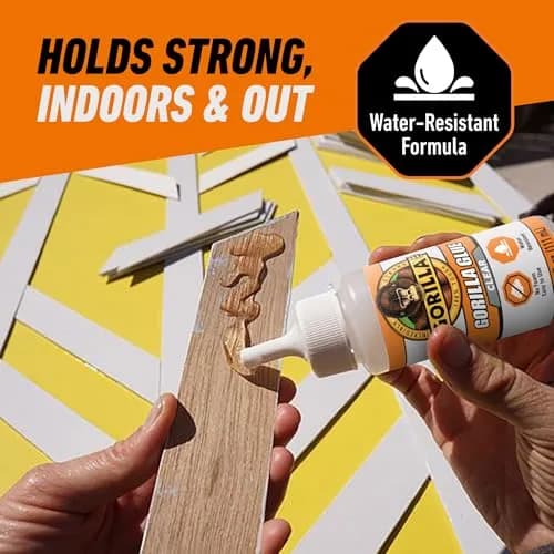 Gorilla Clear Glue, All Purpose, Polyurethane, 3.75 oz Bottle, 2-Pack | Crystal Clear, Water Resistant, Strong Bond thumbnail 5